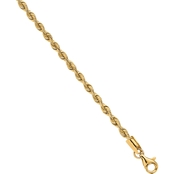 14K Yellow Gold 2.55mm Silky Rope Chain Bracelet