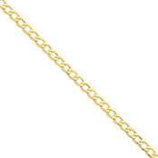 14K Yellow Gold 3.35mm Semi Solid Curb Link Chain Bracelet