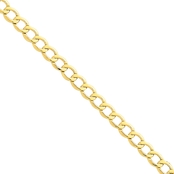 14K Yellow Gold 5.25mm Semi Solid Curb Link Chain