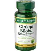Nature's Bounty Ginkgo Biloba Standardized Extract 120 mg. Capsules 100 ct.