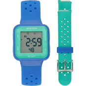 Armitron Digital Chronograph Silicone Watch with Interchangeable Strap 45-7123NVTST