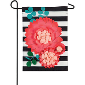 Evergreen Stripes and Flowers Garden Linen Flag