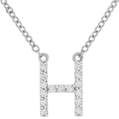 10K White Gold 1/10 CTW Diamond Letter H Necklace