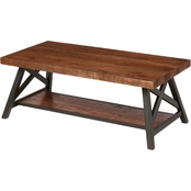Simply Perfect Rustic Pine Coffee Table with Shelf