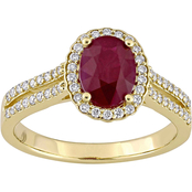Sofia B. 14K Yellow Gold Oval-Cut Ruby and Diamond Ring