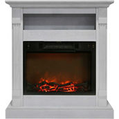 Cambridge Sienna 34 in. Electric Fireplace with 1500W Log Insert and White Mantel