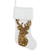 Gigi Seasons 20 in. White Stocking with Sequin Deer