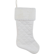 Gigi Seasons 20 in. Quilted Velvet Stocking with White Plush Cuff