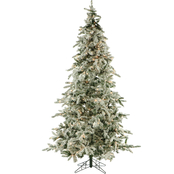 Frasier Hill Farm Flocked Mountain Pine Christmas Tree with Smart String Lighting