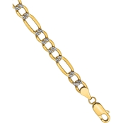 14K Yellow Gold 5.25mm Semi Solid Pave Figaro Chain 7 in.