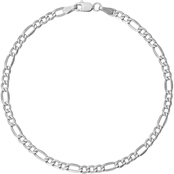 14K White Gold 3.5mm Semi Solid Figaro Chain Bracelet
