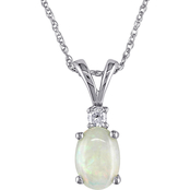 Sofia B. 10K White Gold 1/2 CTW Opal and Diamond Pendant with Chain