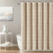 Lush Decor Waffle Stripe Woven Cotton Shower Curtain 72 x 72