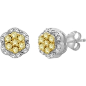 She Shines Sterling Silver 1/4 CTW Diamond Flower Stud Earrings