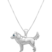 Animal's Rock Sterling Silver Accent Diamond Siberian Husky Dog Pendant