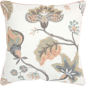 Rizzy Home Floral Ivory Square Decorative Throw Pillow