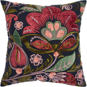 Rizzy Home Floral Red Square Decorative Throw Pillow