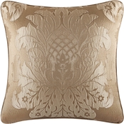 Five Queens Court Colonial Gold 18 in. Square Decorative Throw Pillow