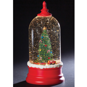 Roman 10.5 in. LED Swirl Cloche with Tree and Train