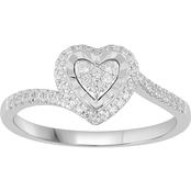 Love Honor Cherish 10K White Gold 1/5 CTW Diamond Heart Ring