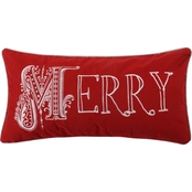 Levtex Home Noelle Merry Embroidered Red Pillow