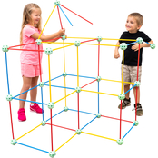 Funphix Colored Fort Building 86 pc. Set with Bag, Poles and Glowing Balls