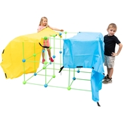Funphix Green and Blue Ball 154 pc. Fort Building Set with Storage Bag and 4 Sheets