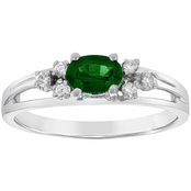 14K White Gold Emerald and Diamond Statement Ring