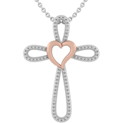 Courageous Hearts 10K Rose Gold Over Sterling Silver Diamond Accent Cross Pendant
