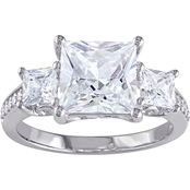 Sofia B. Sterling Silver Cubic Zirconia Princess Cut 3 Stone Engagement Ring