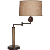 Pacific Coast Pinecliffe 30.25 in. Swing Arm Metal with Pine Cone Table Lamp