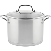 KitchenAid 8 qt. 3 Ply Base Stainless Steel Stockpot with Measuring Marks and Lid