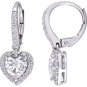 Sofia B. 10K White Gold 2 CTW Moissanite Heart Halo Earrings