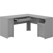 Bush Furniture Fairview 60 in. Wide L Shaped Desk with Drawers and Storage Cabinet