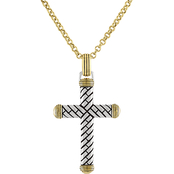 Esquire 14K Yellow Gold Over Sterling Silver Textured Cross Pendant