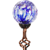 Exhart Solar Honeycomb Glass Ball 31 in. Garden Stake with Metal Finial