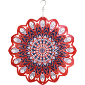 Exhart Laser Cut Red and Black Mandala Hanging Bead Detailed Wind Spinner