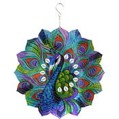 Exhart Laser Cut Peacock Hanging Bead Detailed Wind Spinner
