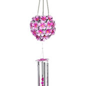 Exhart Solar Hanging Hydrangea Flower Ball Wind Chime with 32 LED Lights