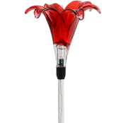 Exhart Solar Plastic Red Lily Garden Stake