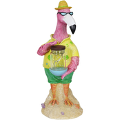 Exhart Solar Flamingo Holding Jar Garden Statue with 6 LED Firefly String Lights