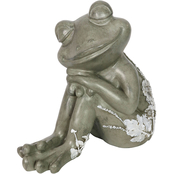 Exhart Dreamy Frog Statue with Flowers