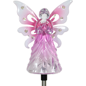 Exhart Solar LED Lit Pink Acrylic Angel with Wings Metal Garden Stake