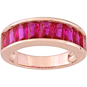 Sofia B. Rose Rhodium Over Sterling Silver Lab Created Ruby Band
