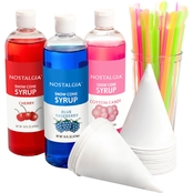 Nostalgia Electrics Premium 16 oz. Snow Cone Syrups, Cups & Spoon-Straws Party Kit