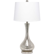 Lalia Home Speckled Mercury Tear Drop 29 in. Table Lamp with White Fabric Shade