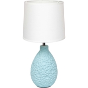 Simple Designs 14 in. Textured Stucco Ceramic Oval Table Lamp