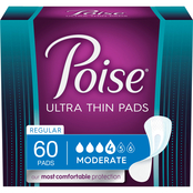 Poise Ultra Thin Regular Length Moderate Absorbency Incontinence Pads 60 ct.