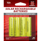 Alpine Replacement Rechargeable AA Batteries for Solar Powered Garden Lights 4 pk.