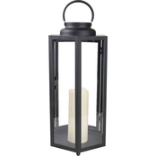 Alpine 18 in. Tall Outdoor Hexagonal Solar Powered Metal Lantern with LED Lights